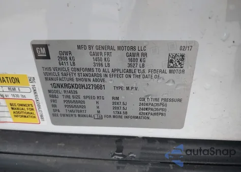 2017 Chevrolet Traverse 1Lt from USA, damaged, VIN 1GNKRGKD0HJ279681